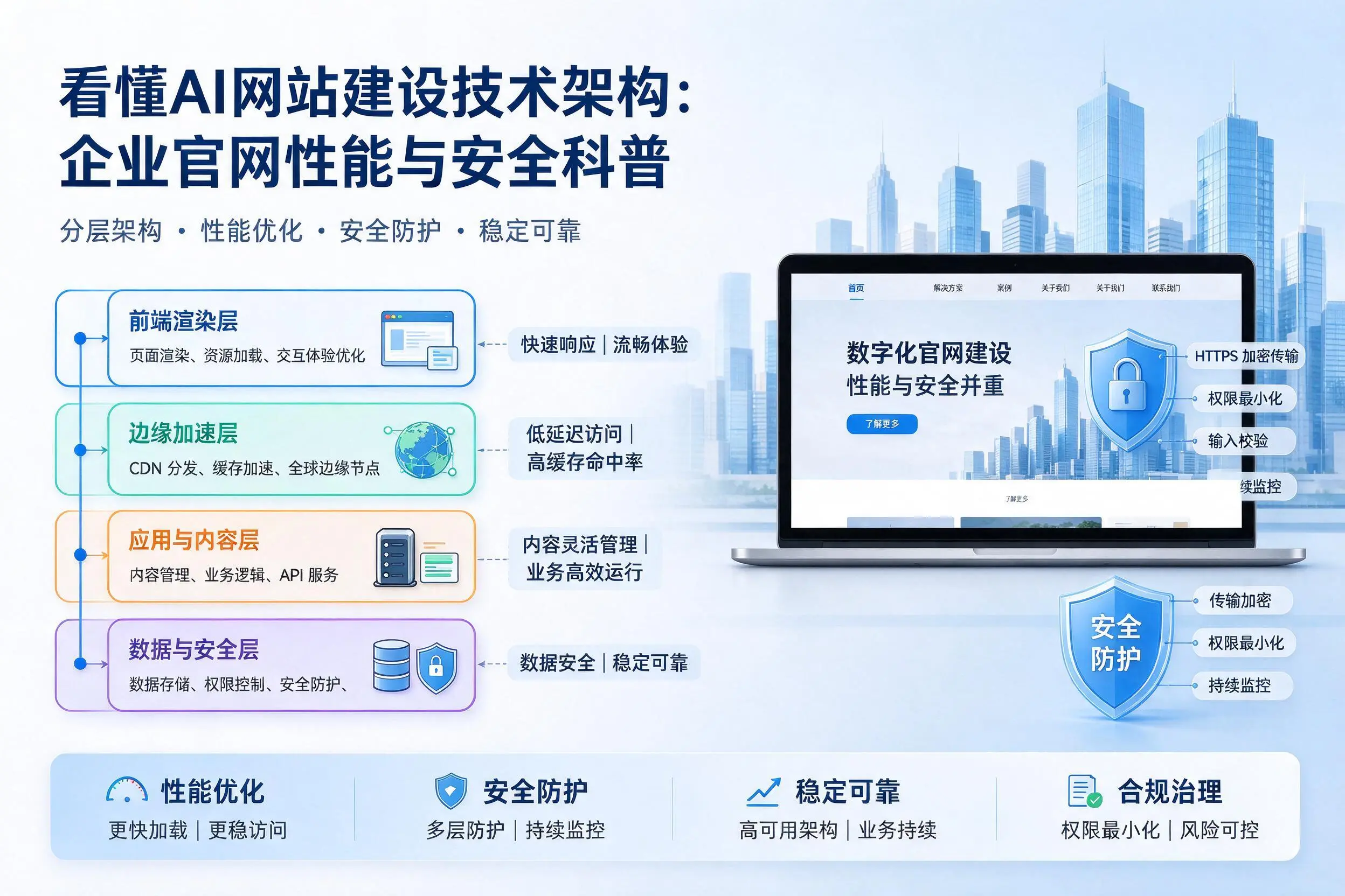 看懂AI网站建设技术架构:武汉企业官网性能与安全科普